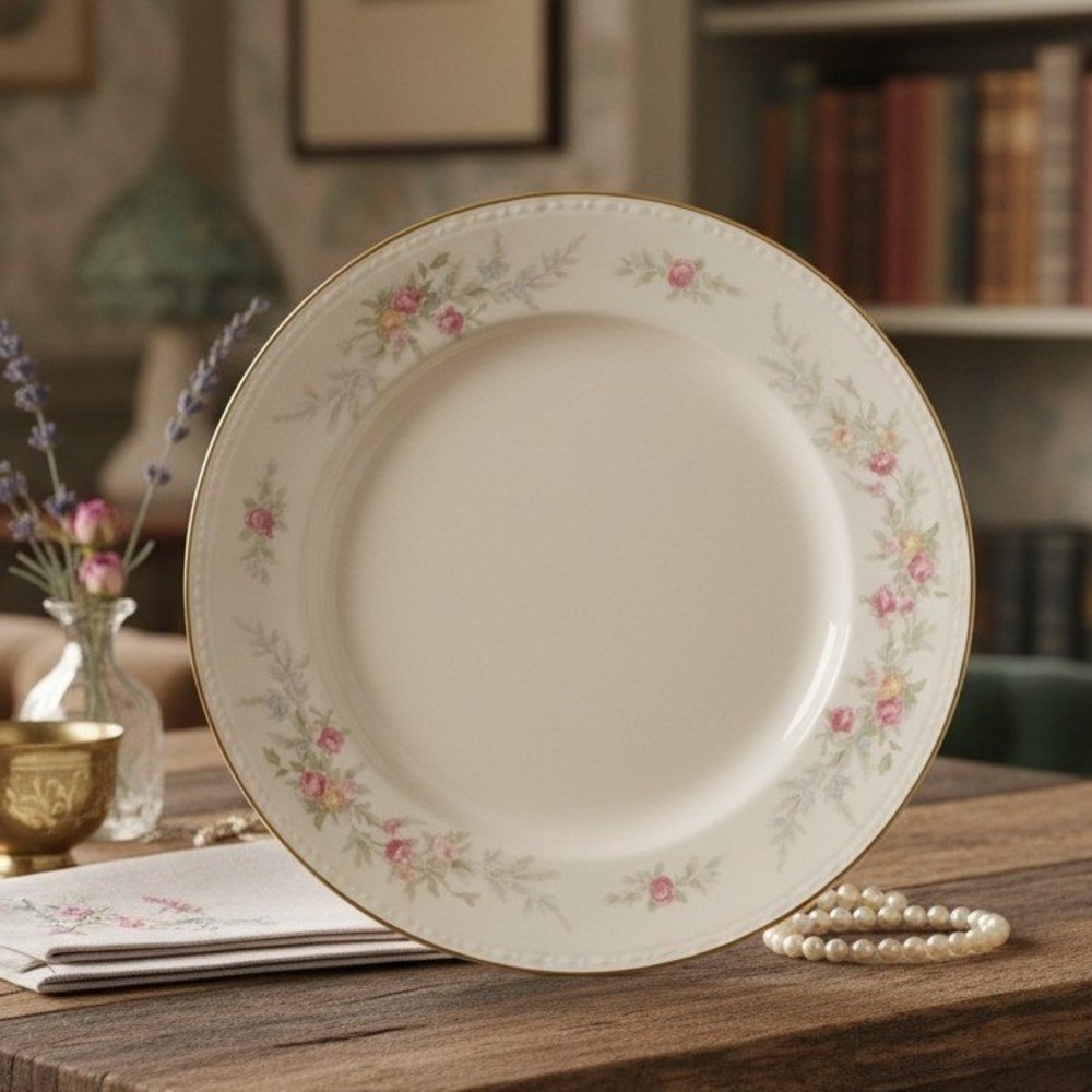 Homer Laughlin Georgian Eggshell Dinner Plate Floral Gold Trim